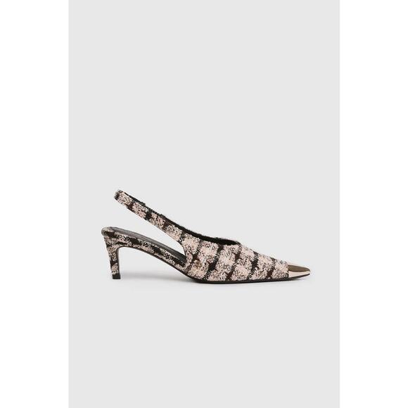 NEW Anine Bing Nina Heels With MEtal Cap toe Apricot Tweed Size 41 US 11 - Picture 13 of 14